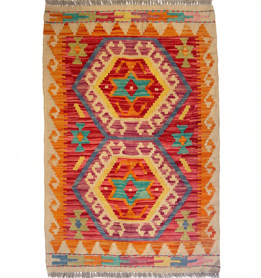 Kilim Maimana 92 x 63 cm – Tapis afghan en laine tissé main, provenance Maimana