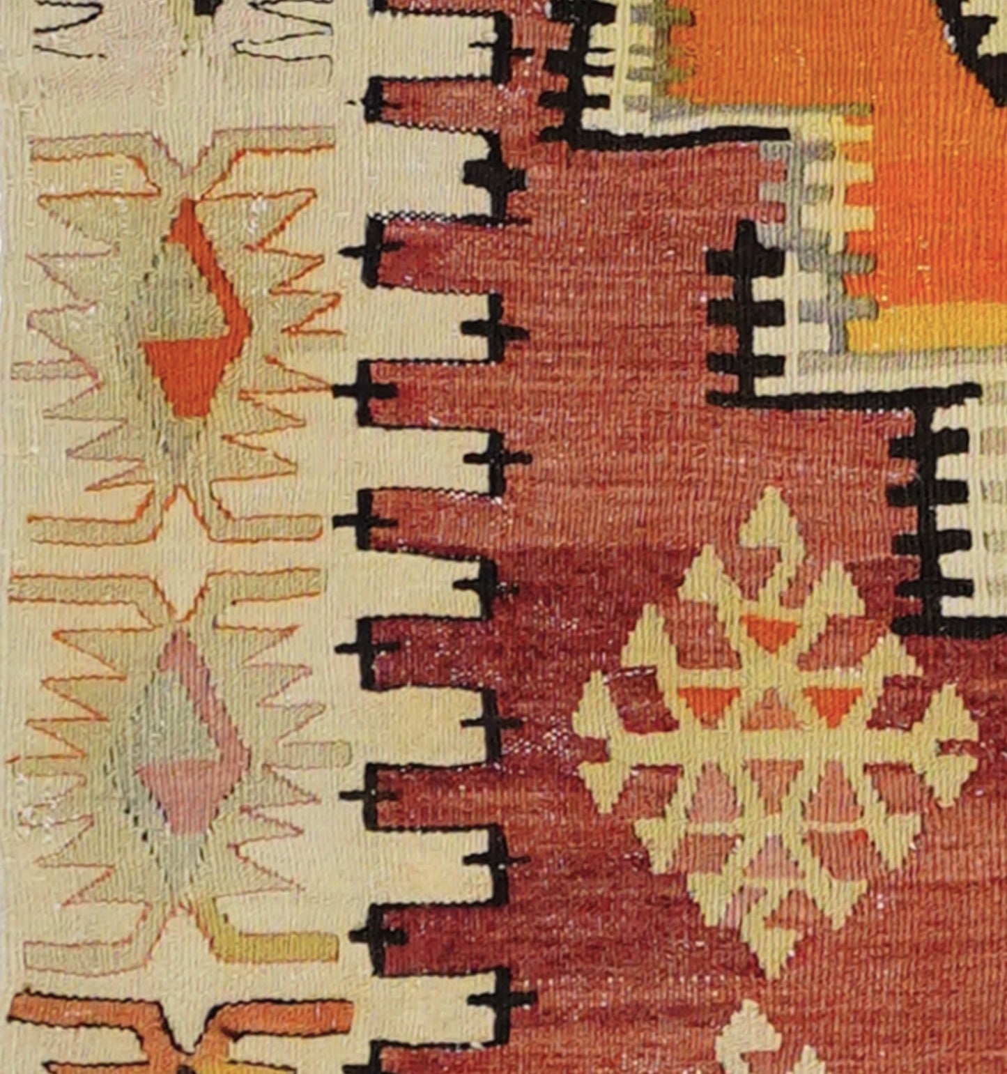 Détail du tissage en laine du kilim Adana tissé à la main (provenance Adana)