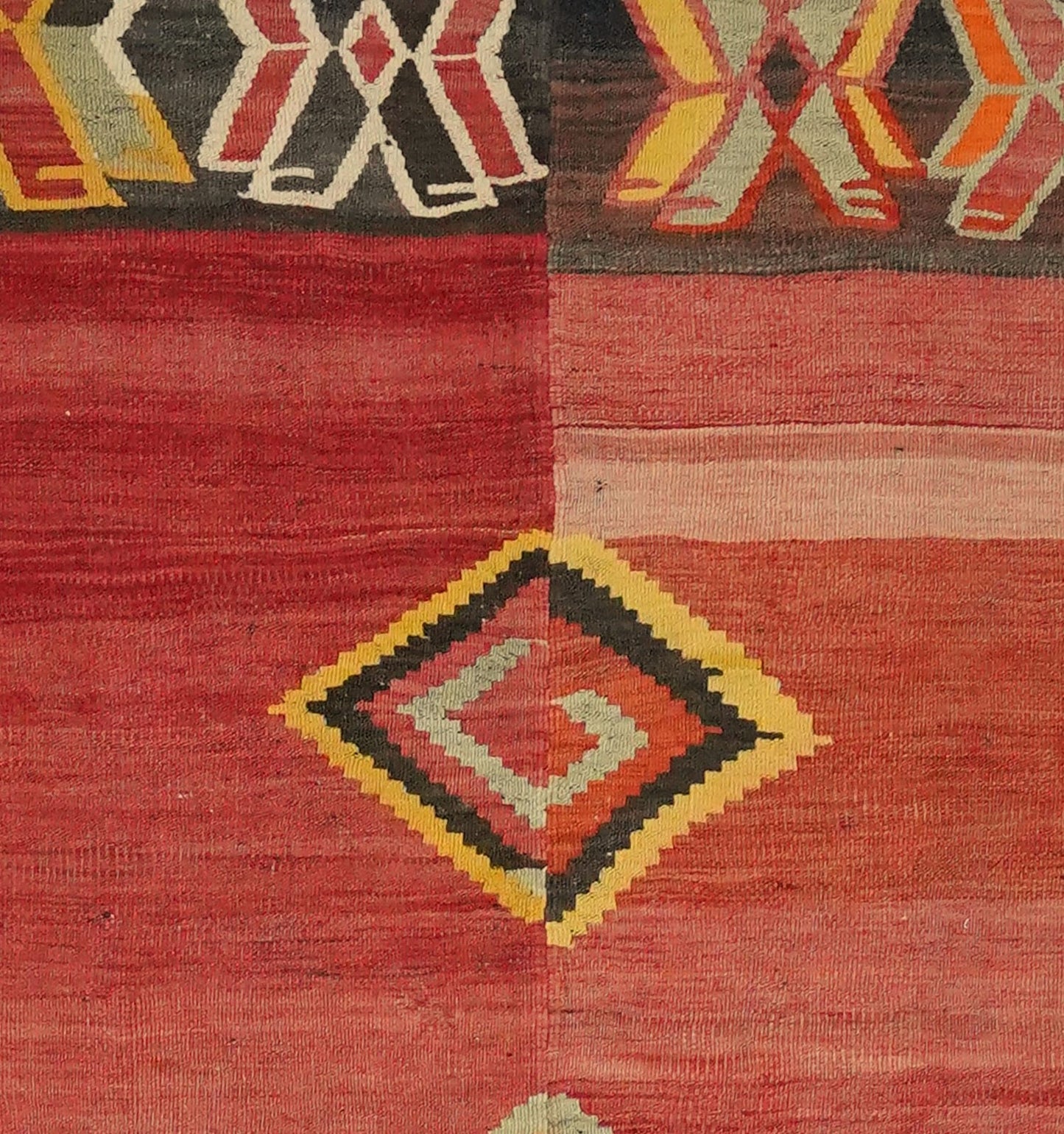 Détail du tissage en laine du kilim Adana tissé à la main (provenance Adana)
