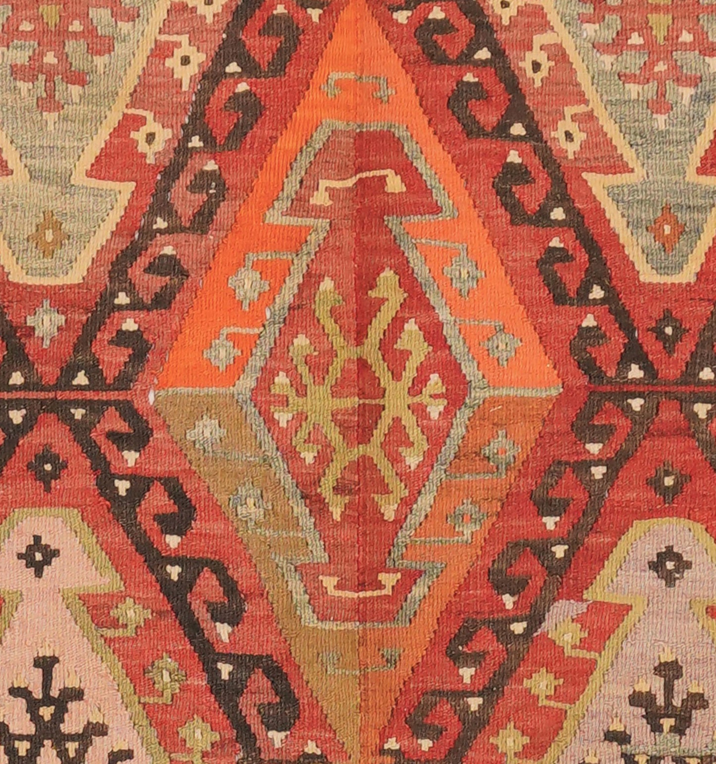 Détail du tissage – Tapis kilim ancien Adana 290×165 cm, laine naturelle tissée main