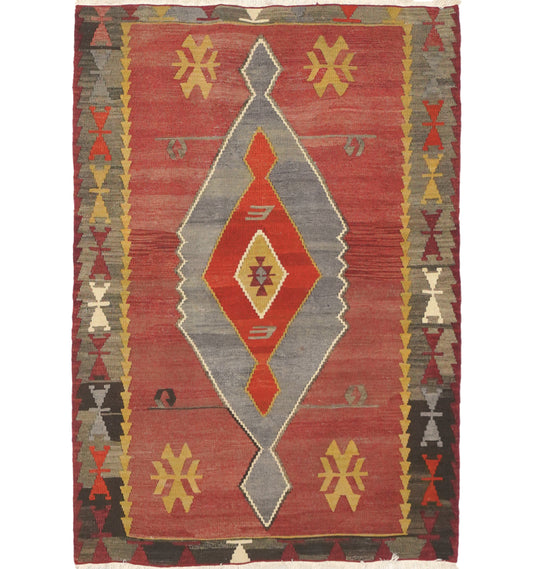 Kilim Afyon 138 x 95 cm – Tapis turc en laine tissé main, provenance Afyon