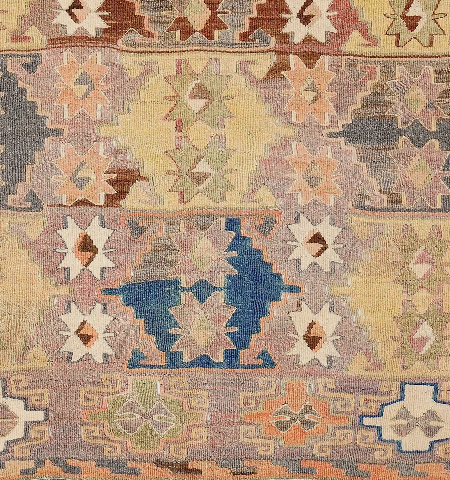 Détail du tissage en laine du kilim Antalya tissé à la main (provenance Antalya)