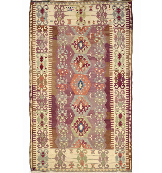 Vue horizontale du kilim Antalya 295 x 185 cm – Tapis turc en laine de provenance Antalya