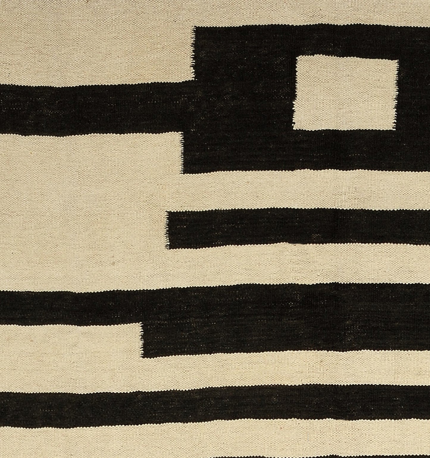 Détail du tissage – Tapis kilim Art Déco 202×158 cm, laine naturelle tissée main Afghanistan