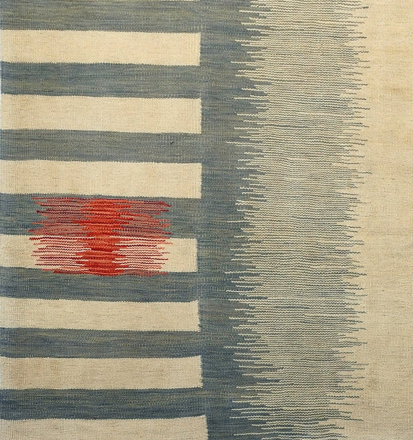 Détail du tissage – Tapis kilim Art Déco 297×198 cm, laine naturelle tissée main Afghanistan