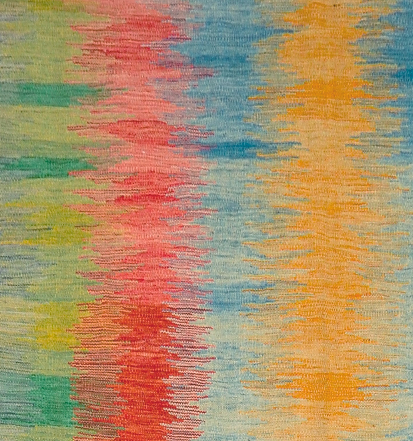 Détail du tissage en laine du kilim Art Deco tissé à la main (provenance Nord Ouest-Afghanistan)