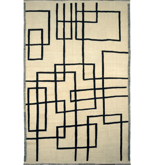 Kilim Art Deco 303 x 193 cm – Tapis en laine tissé main, provenance Nord Ouest-Afghanistan