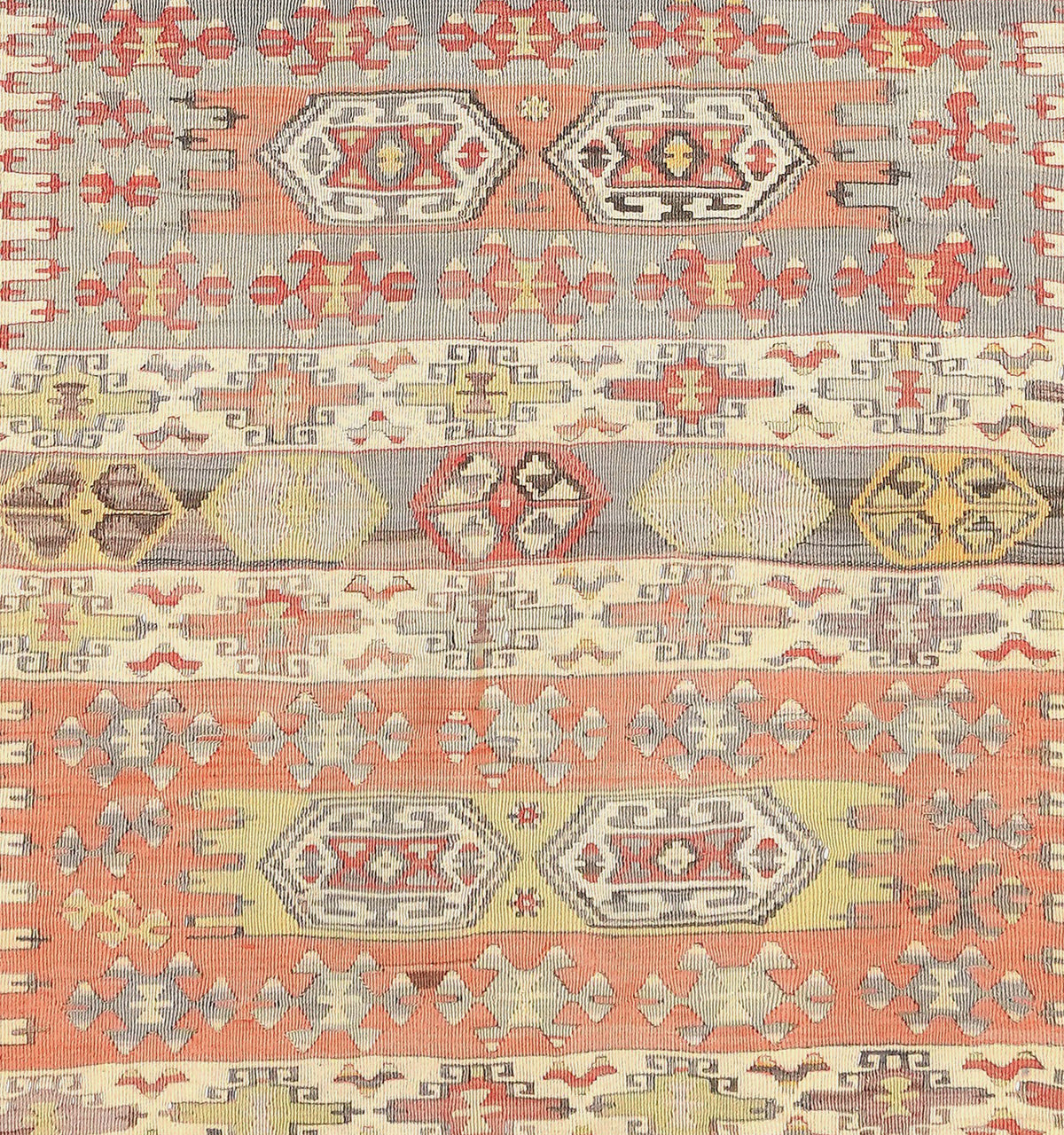 Détail du tissage en laine du kilim Aydin tissé à la main (provenance Aydin)