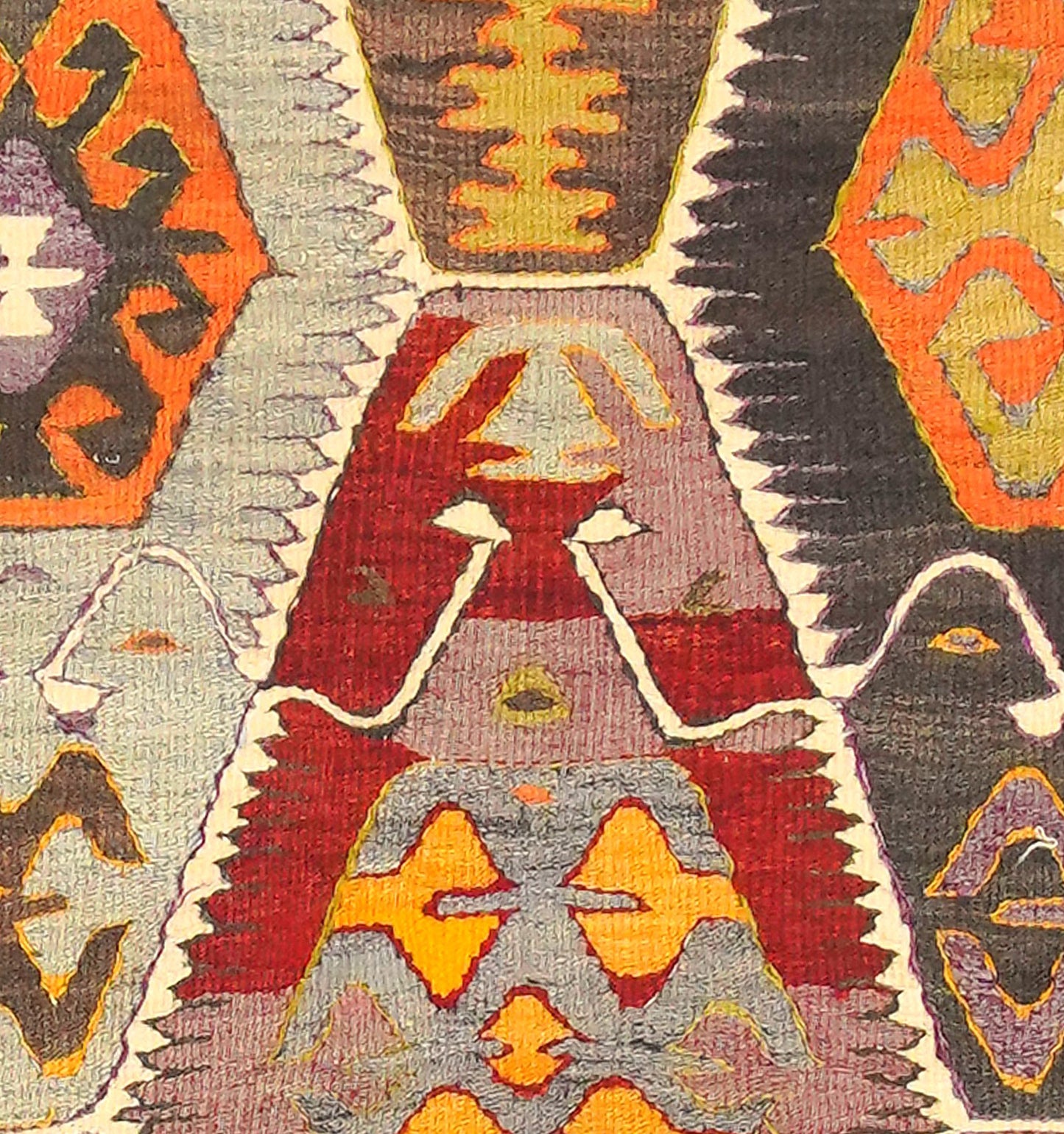 Détail du tissage en laine du kilim Barak tissé à la main (provenance Barak)