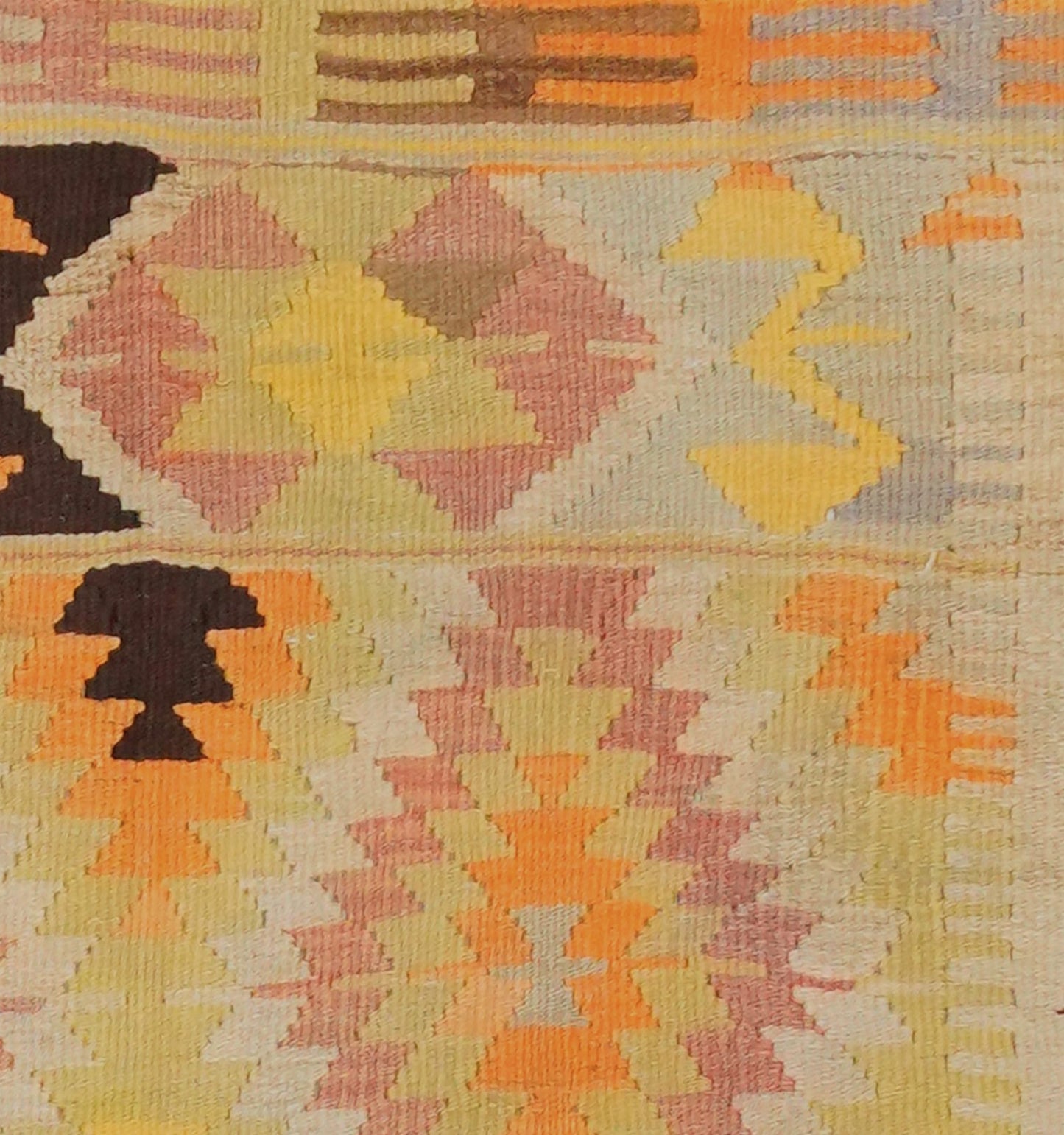 Détail du tissage – Tapis kilim ancien Barak 156×107 cm, laine naturelle tissée main