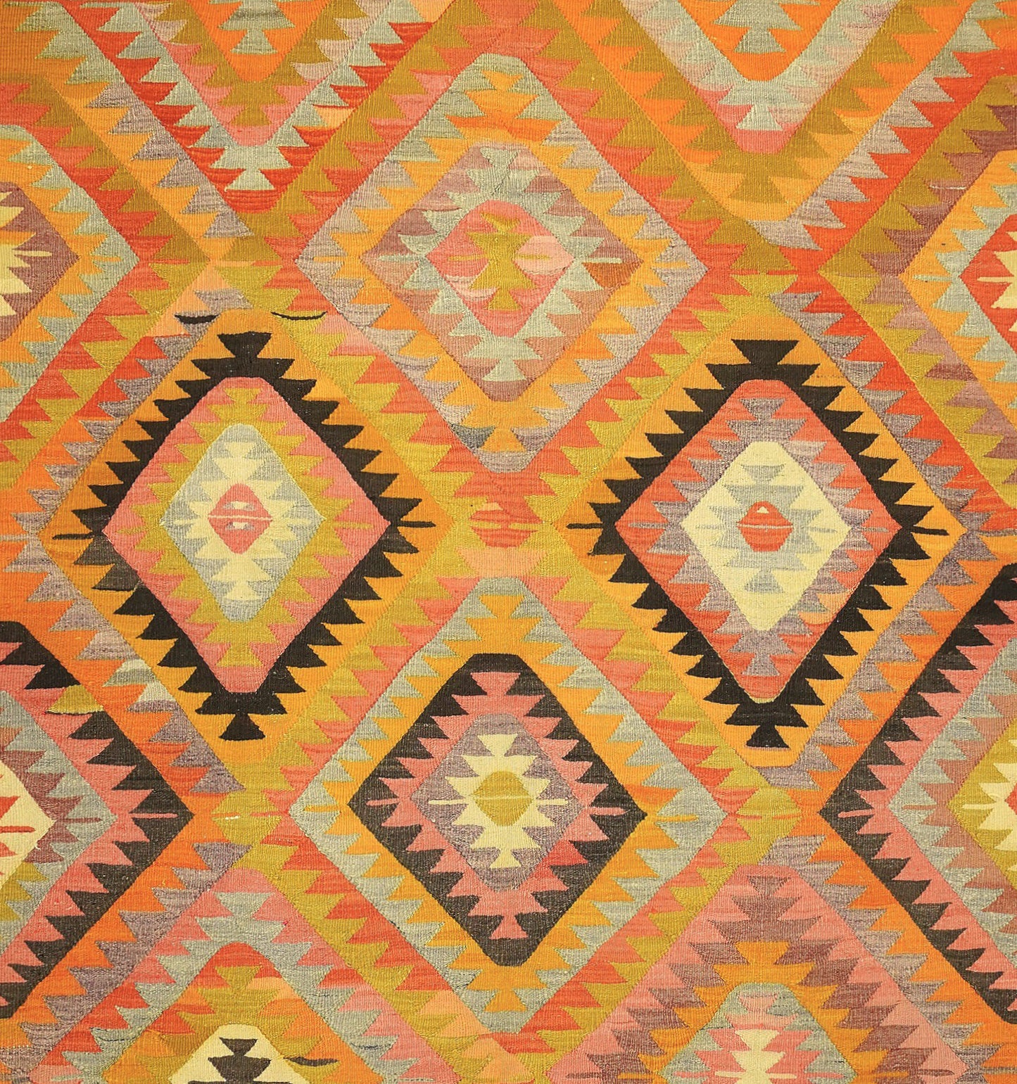 Détail du tissage en laine du kilim Barak tissé à la main (provenance Barak)