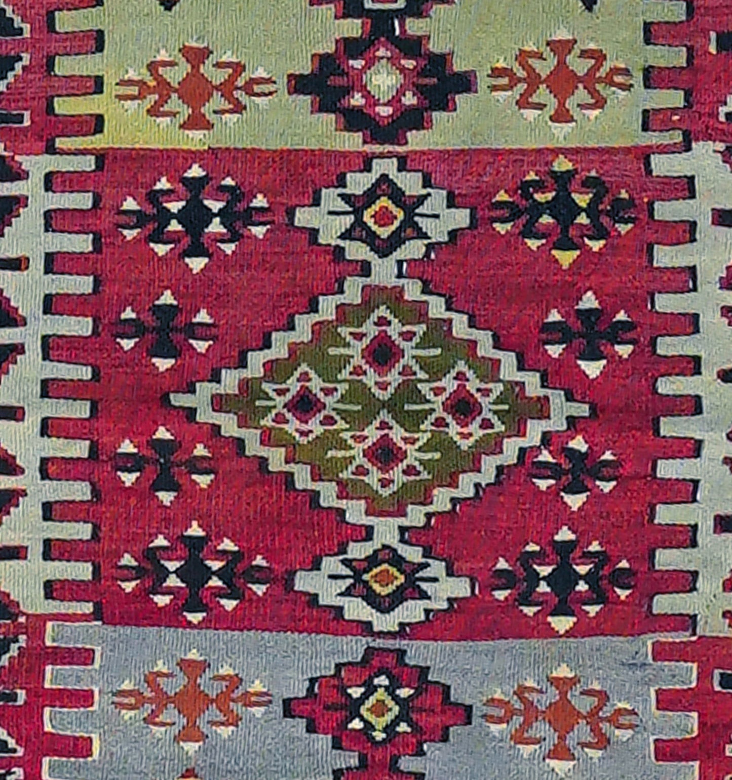 Détail du tissage en laine du kilim Cankiri tissé à la main (provenance Cankiri)