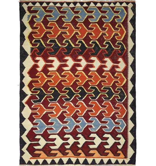 Kilim ancien Caucase 260×180 cm – Tapis kilim tissé main en laine naturelle, Caucase