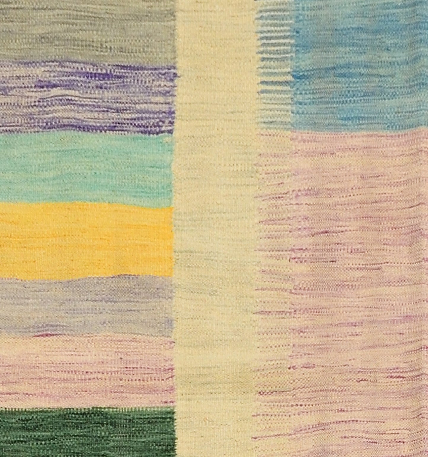 Détail du tissage – Tapis kilim Art Déco 239×172 cm, laine naturelle tissée main Afghanistan
