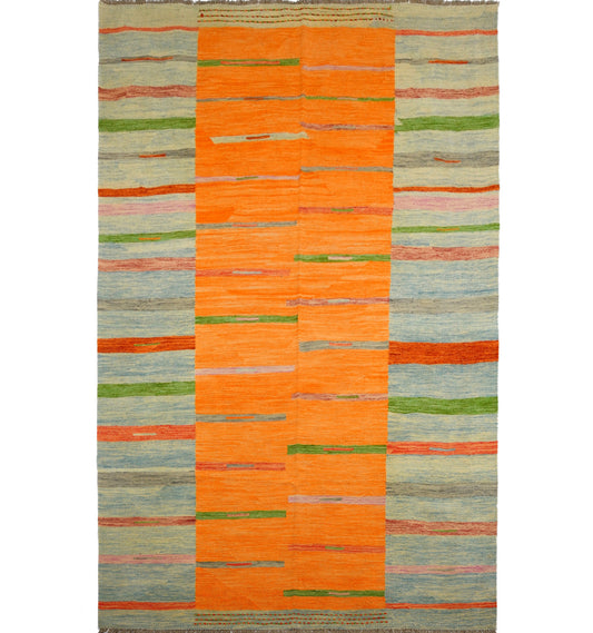 Kilim Art Déco 298×199 cm – Tapis kilim Afghanistan tissé main en laine naturelle