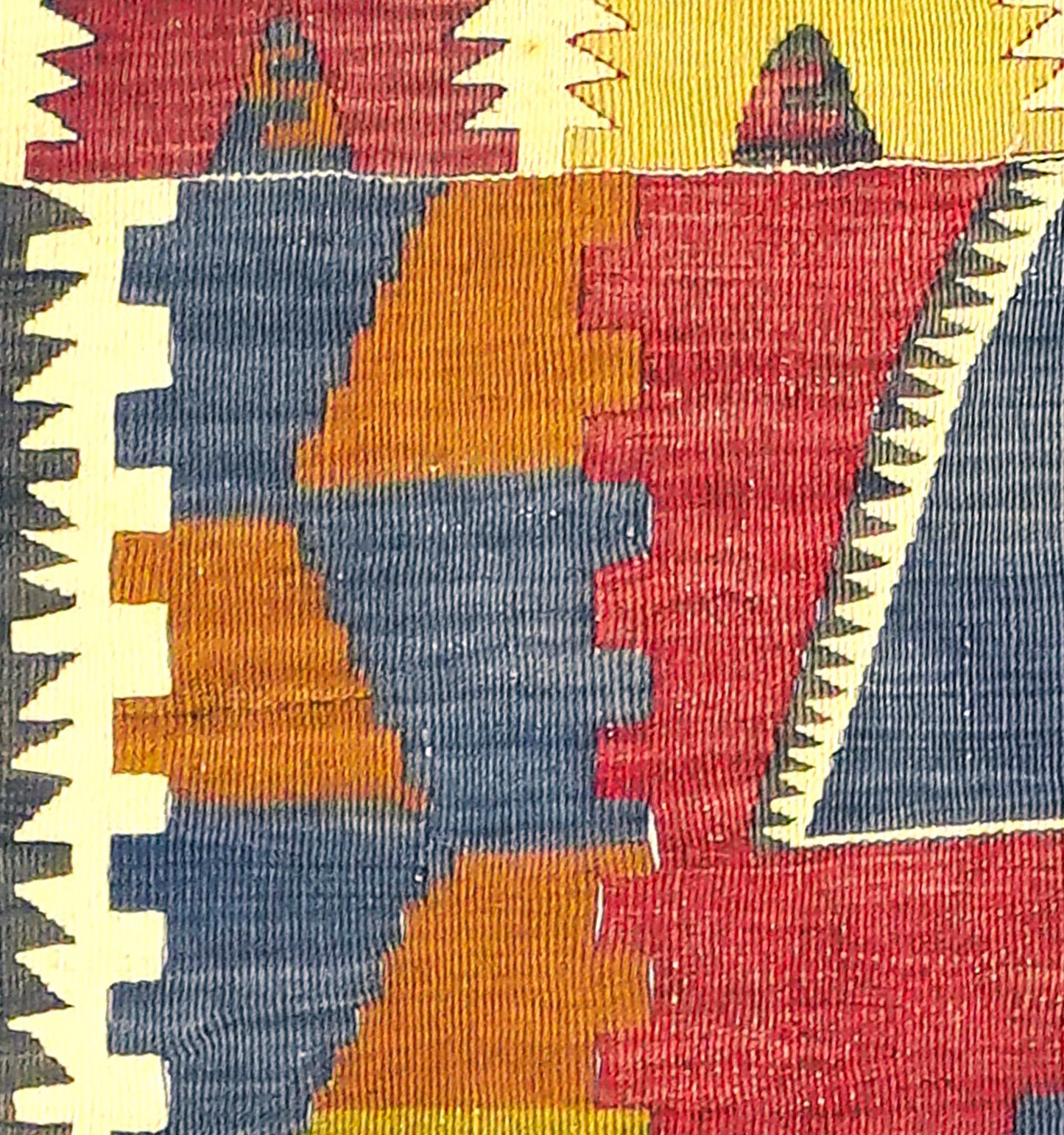 Détail du tissage en laine du kilim Eregli tissé à la main (provenance Eregli)