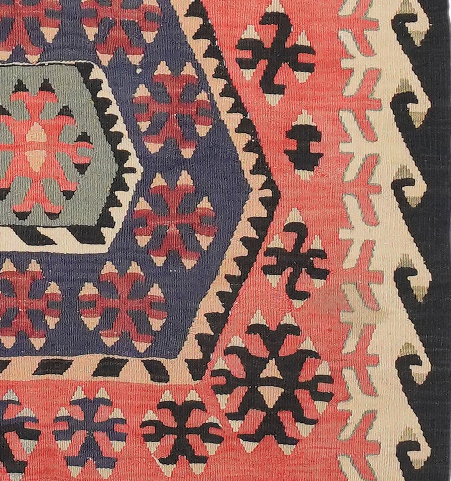 Détail du tissage – Tapis kilim ancien Eregli 164×106 cm, laine naturelle tissée main