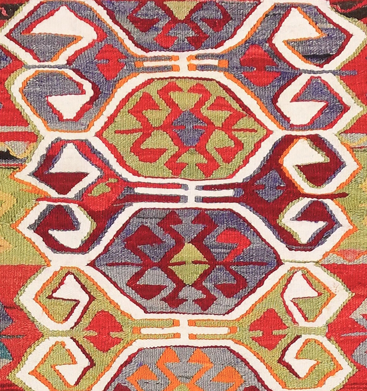 Détail du tissage en laine du kilim Esme tissé à la main (provenance Esme)