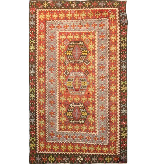 Kilim ancien Esme 280×155 cm – Tapis kilim tissé main en laine naturelle, Anatolie de l'Ouest