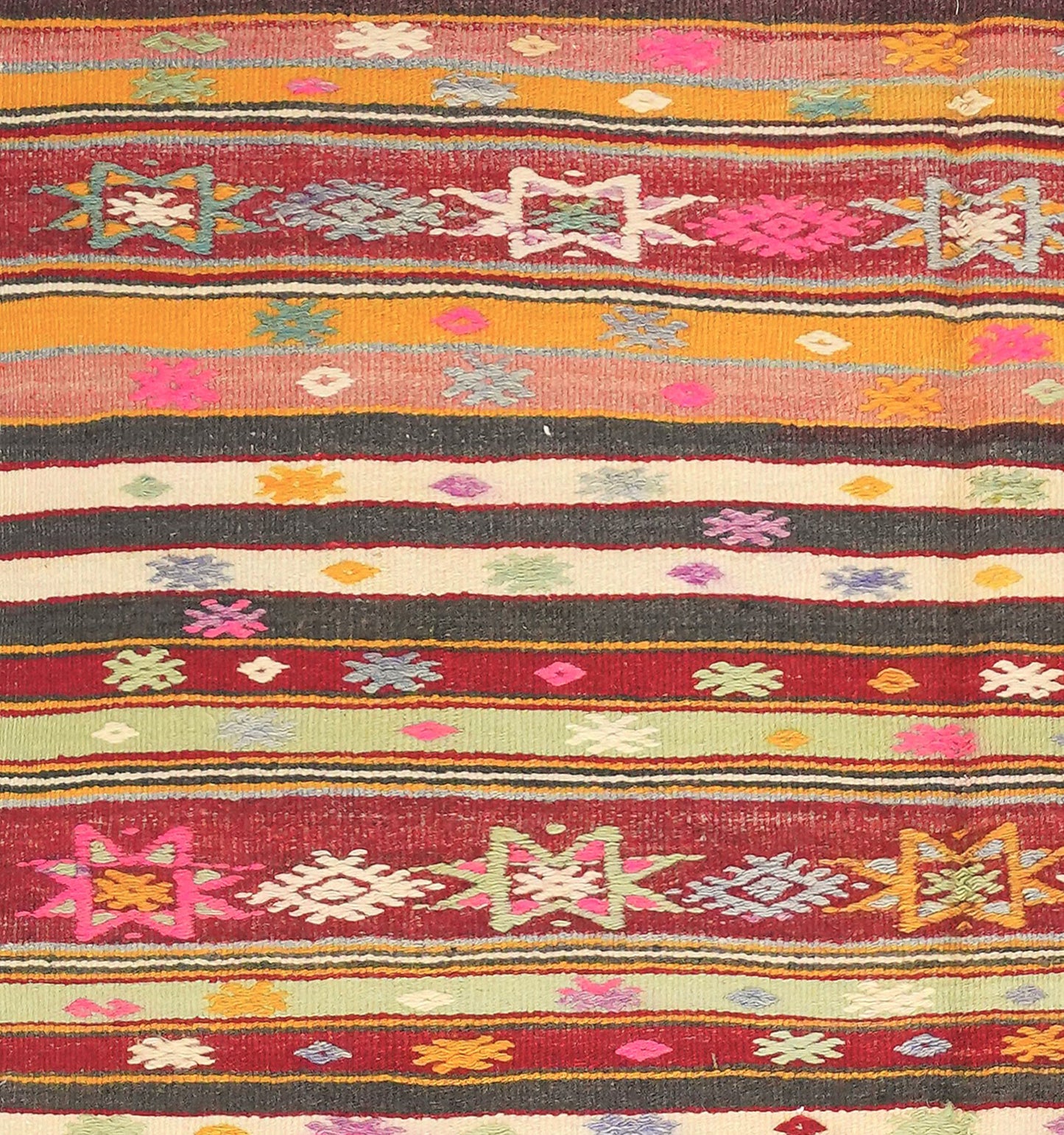 Détail du tissage en laine du kilim Fethiye tissé à la main (provenance Fethiye)