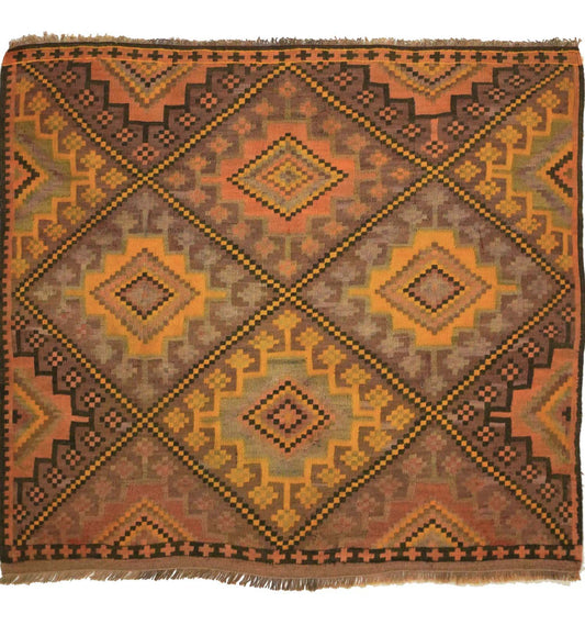 Kilim Kagizman 130 x 110 cm – Tapis turc en laine tissé main, provenance Kagizman