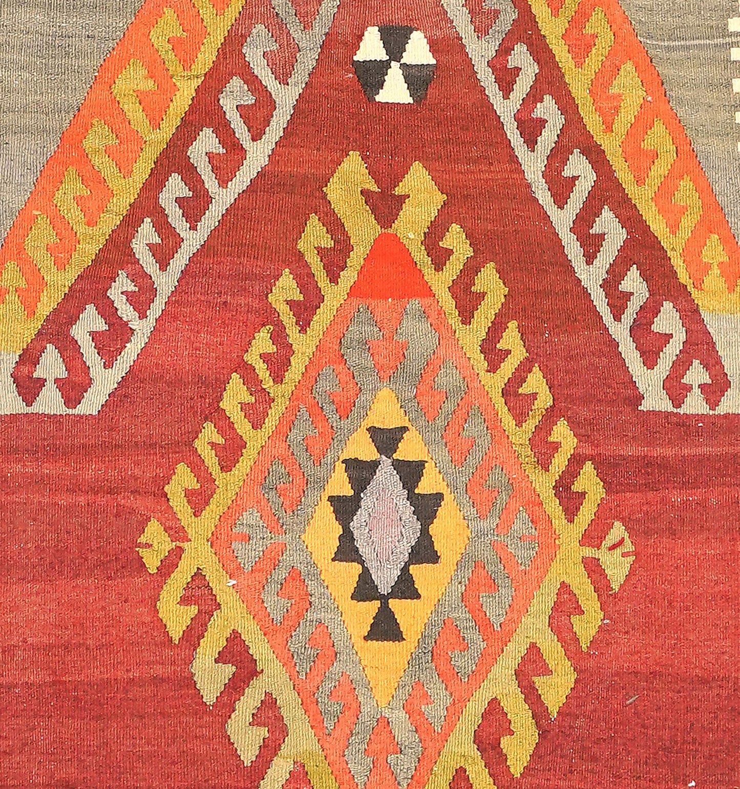 Détail du tissage en laine du kilim Kochisar tissé à la main (provenance Kochisar)