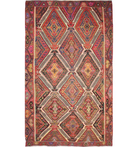 Kilim Komurgen 330 x 185 cm – Tapis turc en laine tissé main, provenance Komurgen