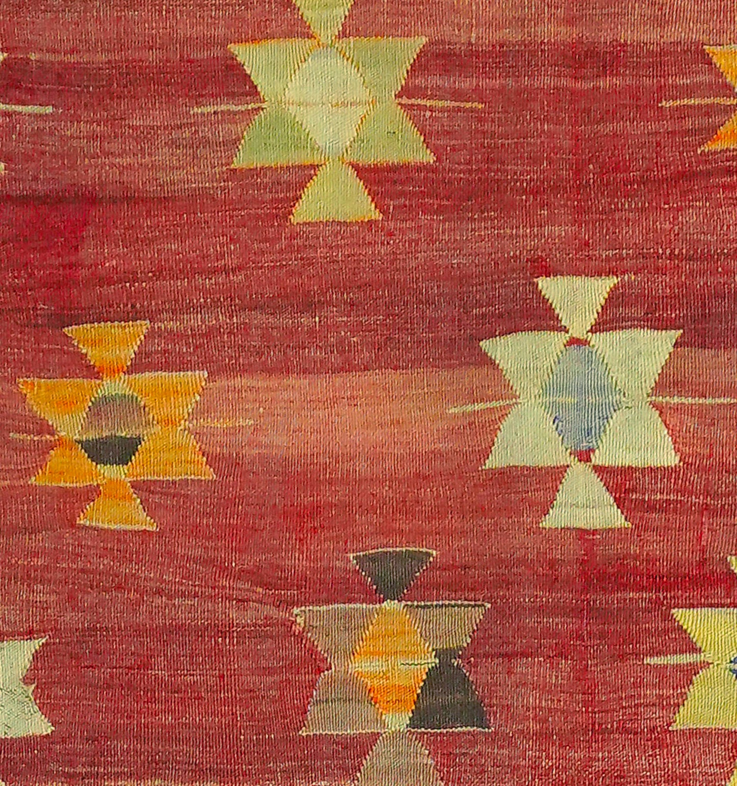 Détail du tissage – Tapis kilim ancien Koprubasi 270×160 cm, laine naturelle tissée main