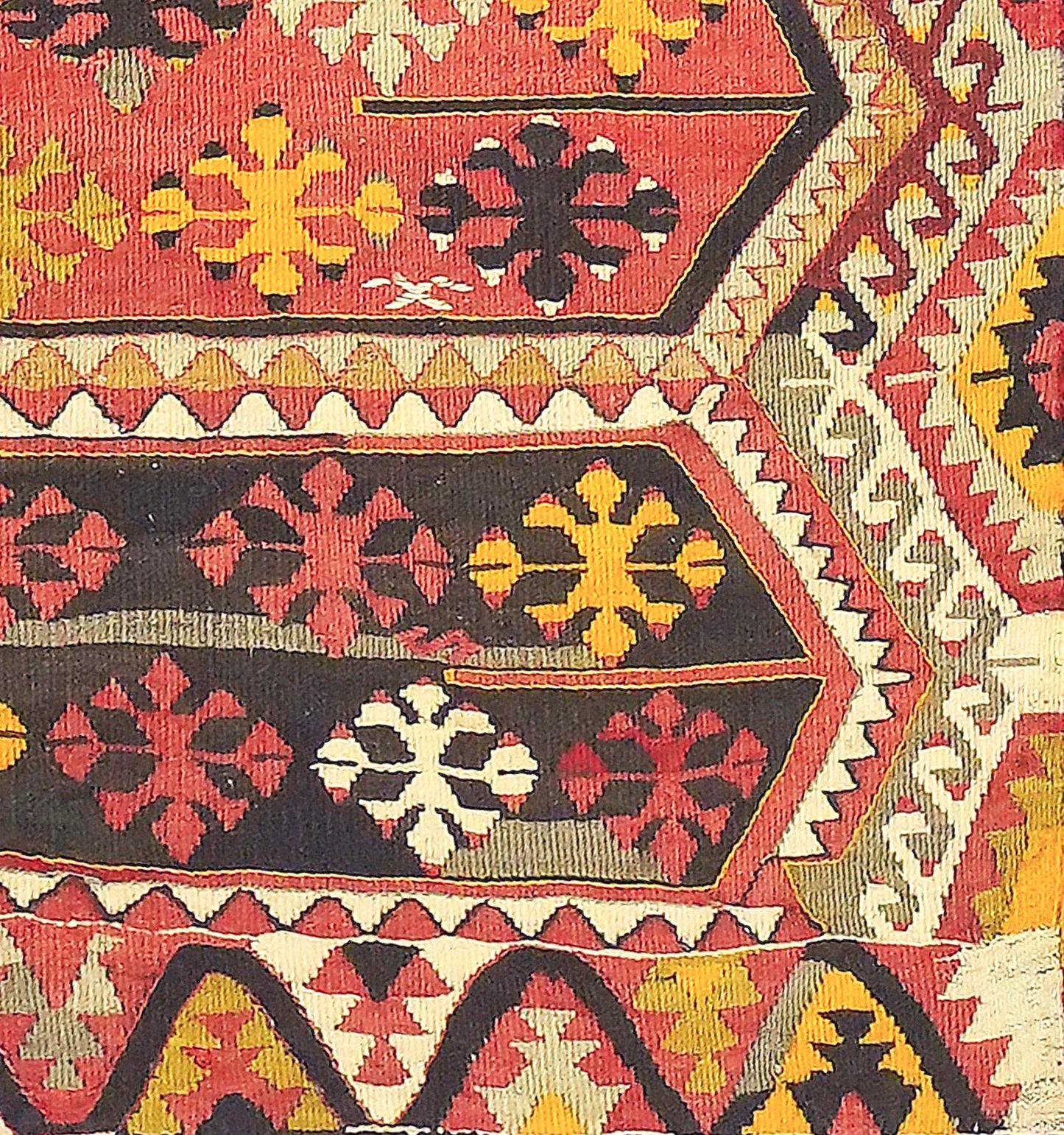 Détail du tissage en laine du kilim Malatya tissé à la main (provenance Malatya)
