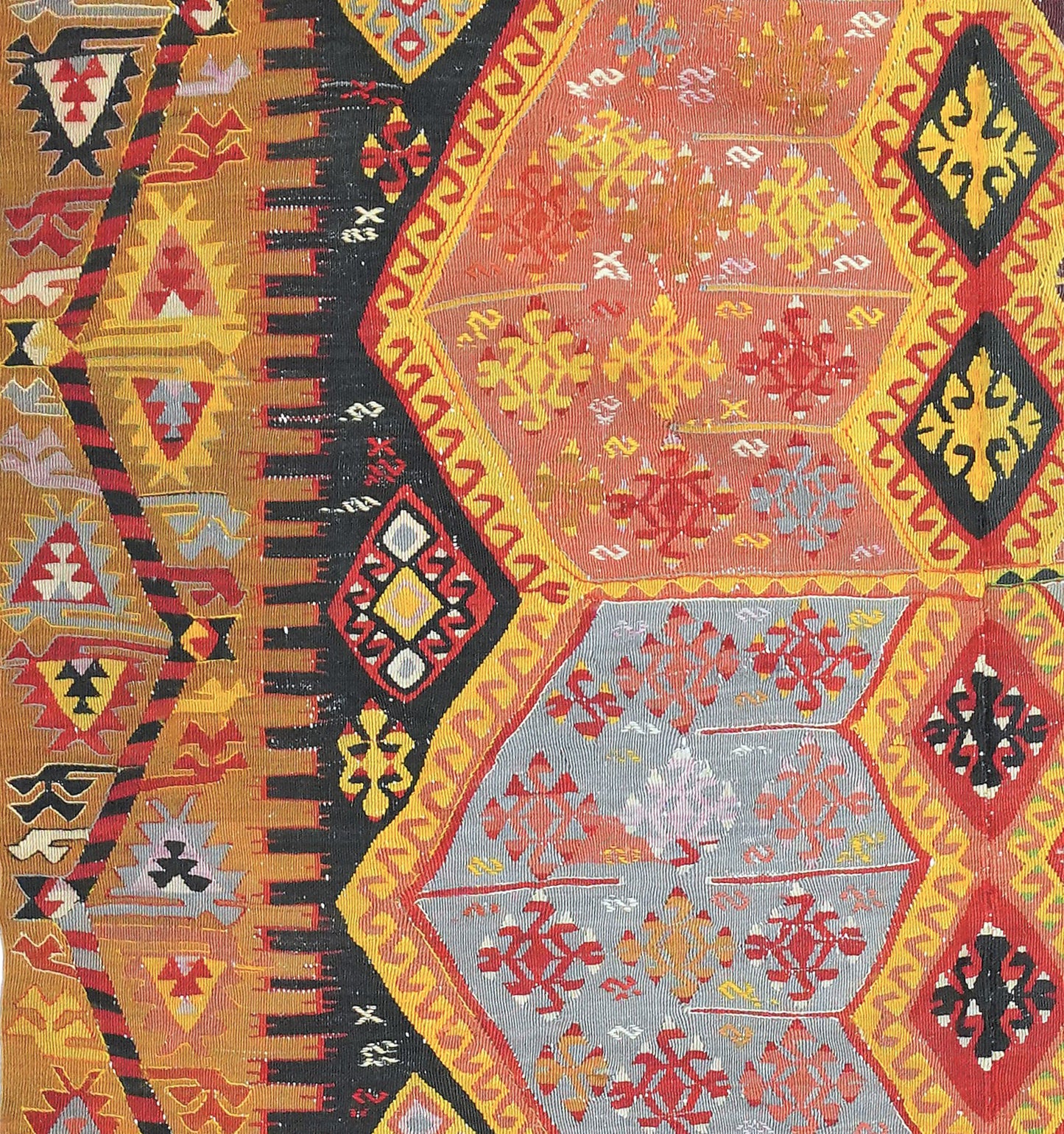 Détail du tissage – Tapis kilim Malatya 280 × 180 cm, laine naturelle