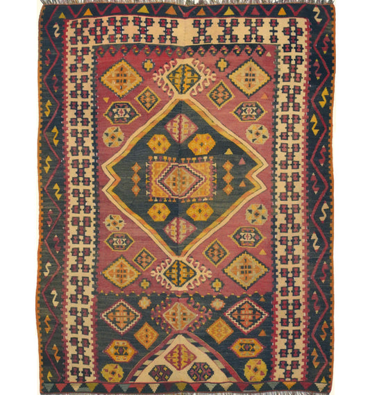Kilim ancien Maras 168×126 cm – Tapis kilim tissé main en laine naturelle, Anatolie du Sud-Est