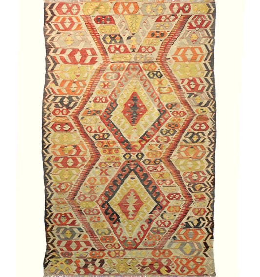 Kilim Menemenci 260 x 150 cm – Tapis turc en laine tissé main, provenance Menemenci