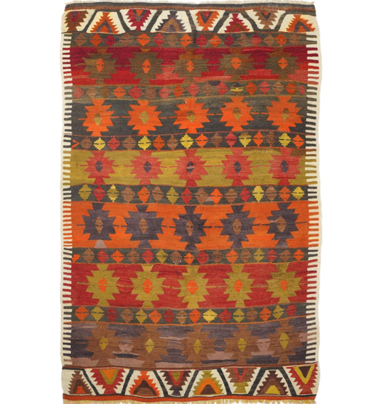Kilim Nigde 211 x 133 cm – Tapis turc en laine tissé main, provenance Nigde