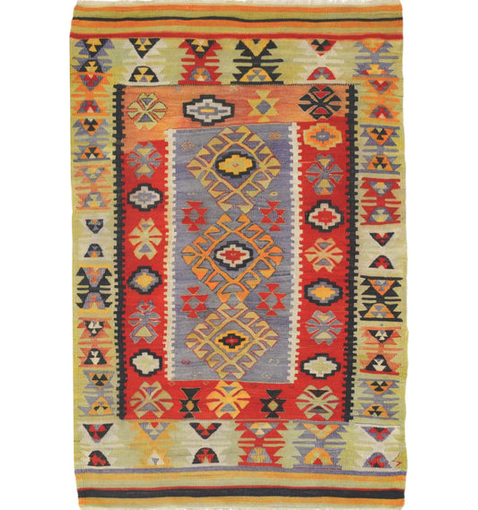 Kilim Pamukkale 135 x 90 cm – Tapis turc en laine tissé main, provenance Pamukkale