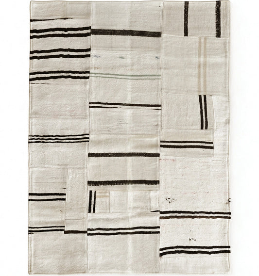 Kilim Patchwork 210 x 140 cm – Tapis turc en laine tissé main, provenance Patchwork
