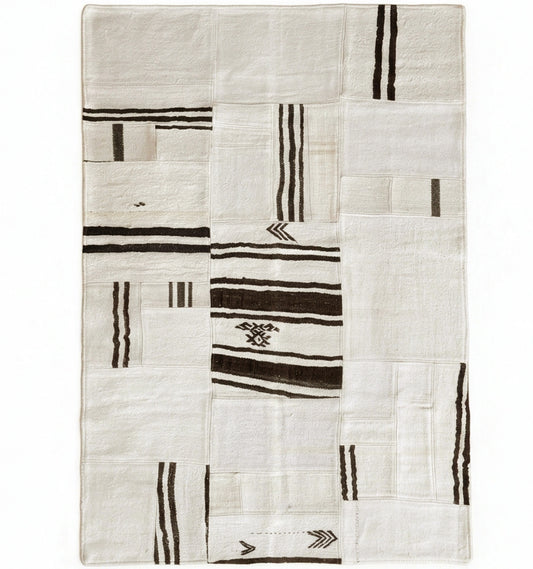 Kilim Patchwork 210 x 140 cm – Tapis turc en laine tissé main, provenance Patchwork