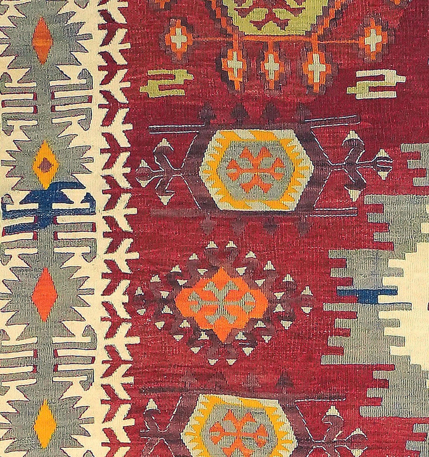Détail du tissage en laine du kilim Sihli tissé à la main (provenance Sihli)