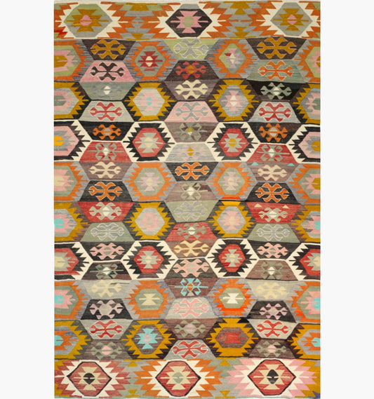 Kilim Tavas 290 x 195 cm – Tapis turc en laine tissé main, provenance Tavas