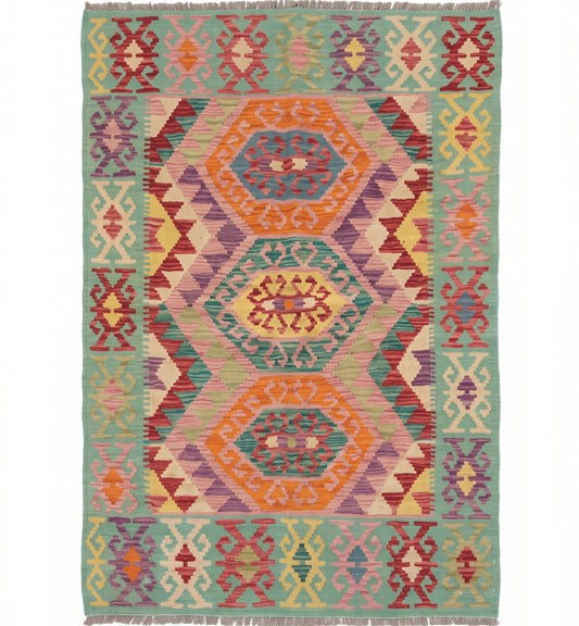 Kilim Waziri 142 x 103 cm – Tapis turc en laine tissé main, provenance Waziri