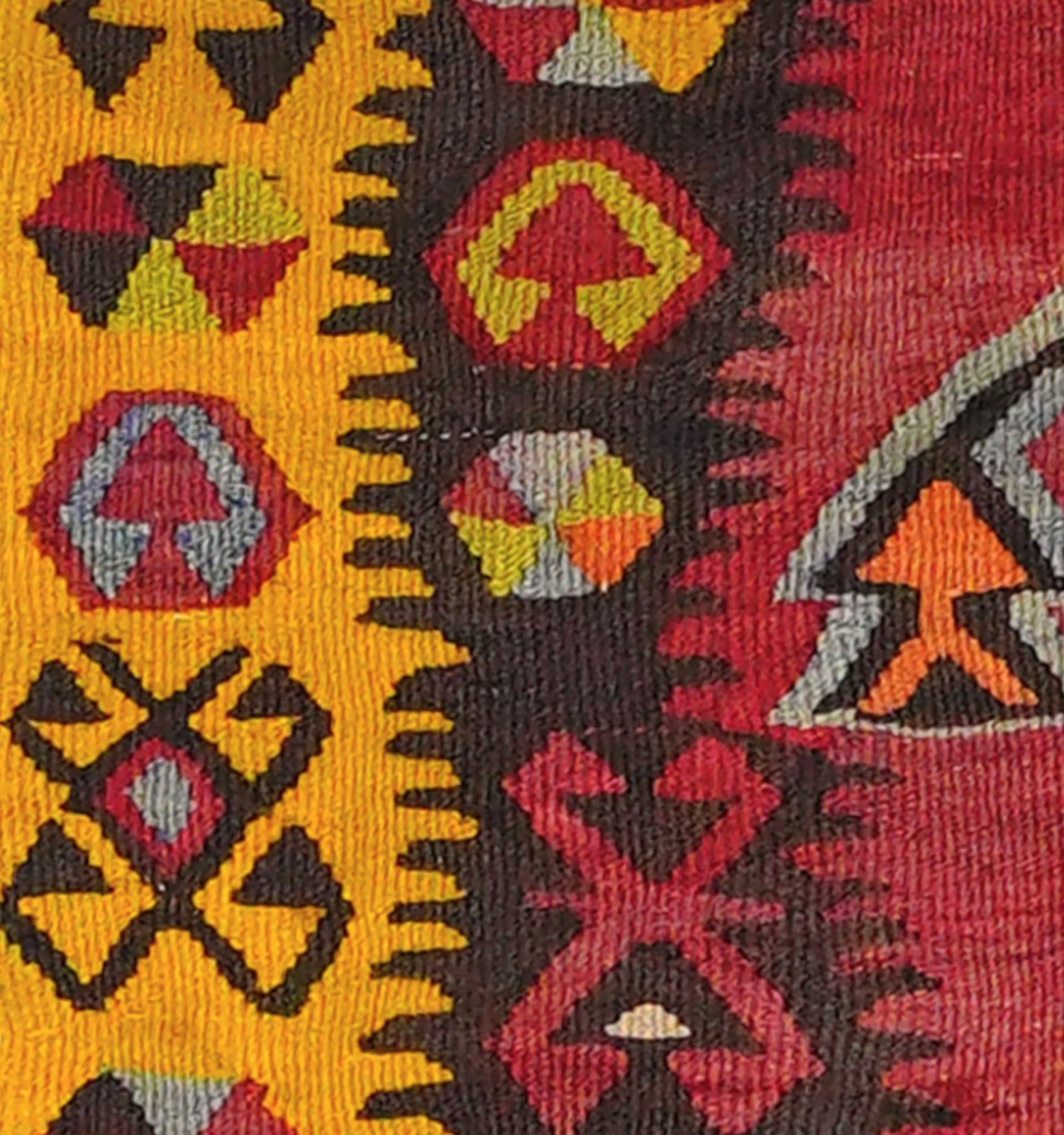 Détail du tissage en laine du kilim Sivas tissé à la main (provenance Sivas)