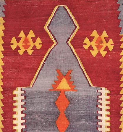 Détail du tissage en laine du kilim Emirdag tissé à la main (provenance Emirdag)