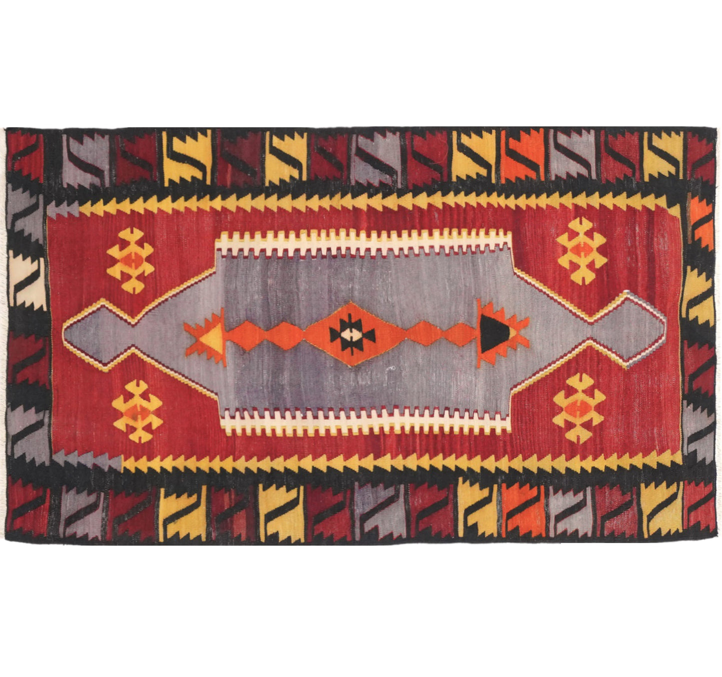 Vue horizontale du kilim Emirdag 165 x 88 cm – Tapis turc en laine de provenance Emirdag