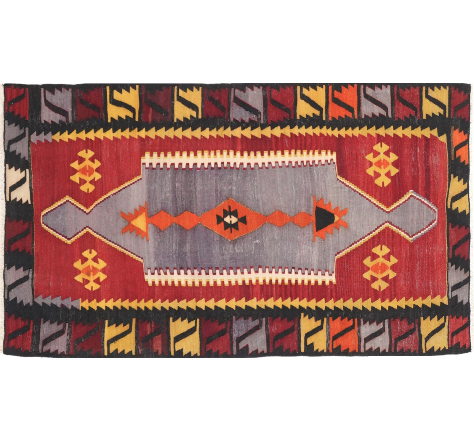 Vue horizontale du kilim Emirdag 165 x 88 cm – Tapis turc en laine de provenance Emirdag