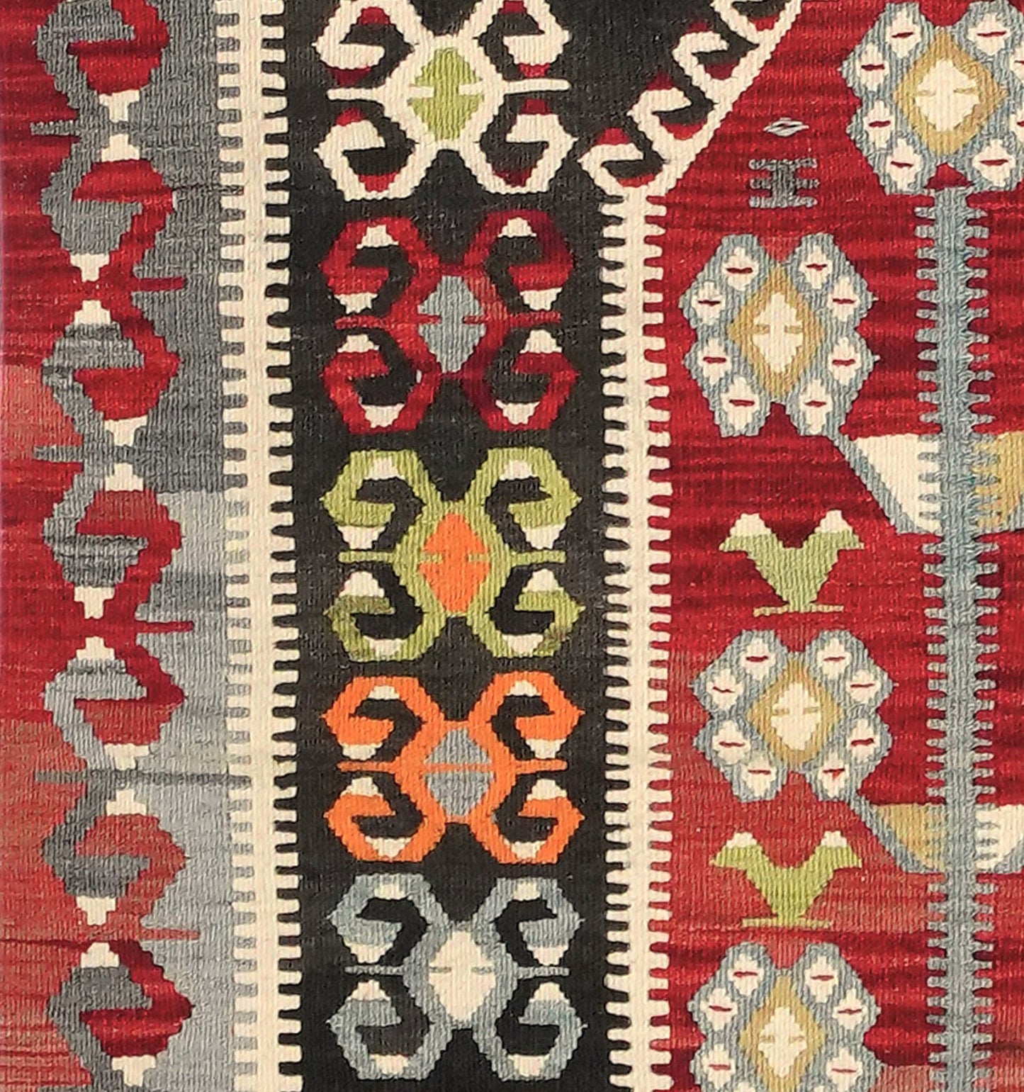 Détail du tissage en laine du kilim Esme tissé à la main (provenance Esme)