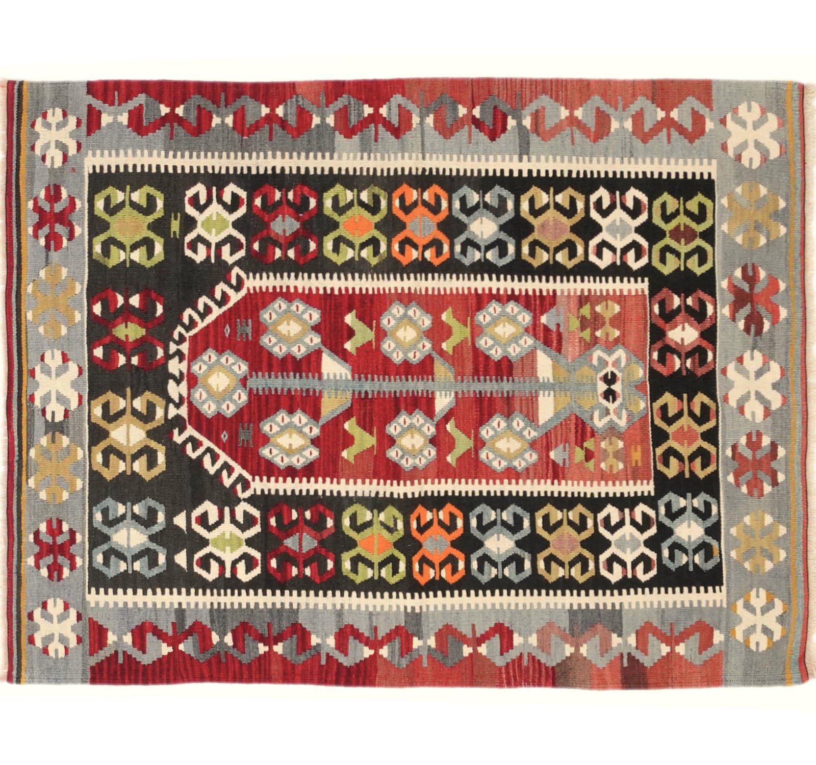 Vue horizontale du kilim Esme 130 x 96 cm – Tapis turc en laine de provenance Esme