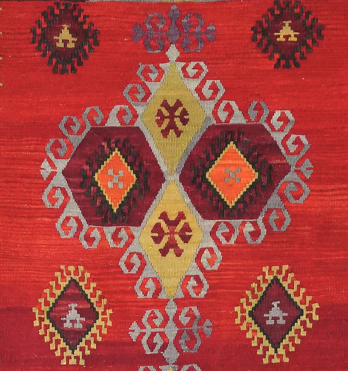 Détail du tissage en laine du kilim Emirdag tissé à la main (provenance Emirdag)