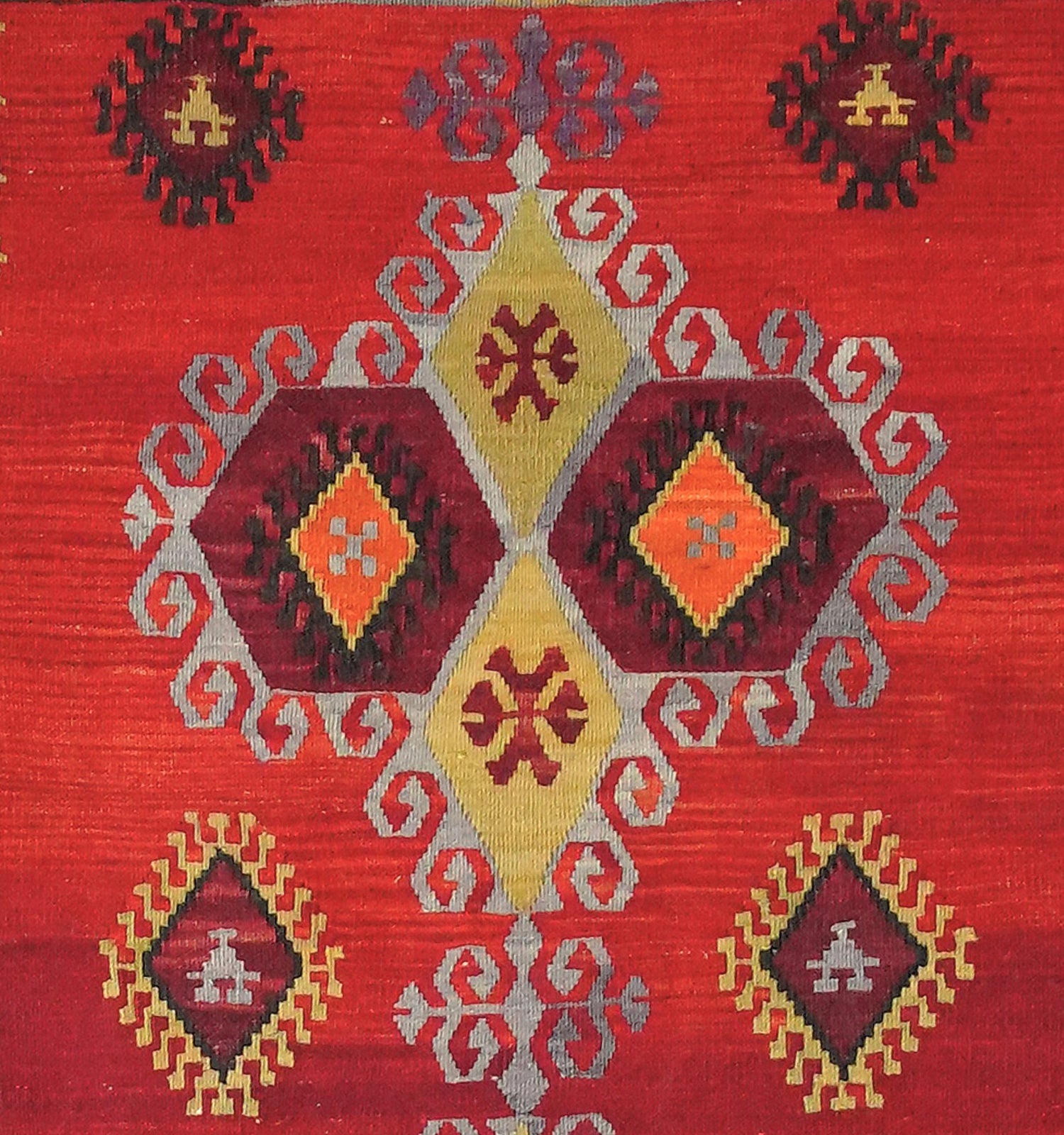 Détail du tissage en laine du kilim Emirdag tissé à la main (provenance Emirdag)