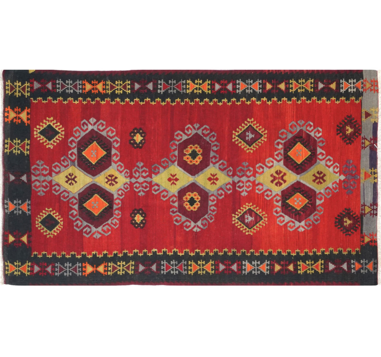 Vue horizontale du kilim Emirdag 180 x 92 cm – Tapis turc en laine de provenance Emirdag