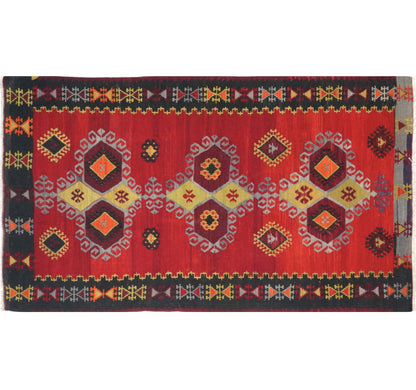 Vue horizontale du kilim Emirdag 180 x 92 cm – Tapis turc en laine de provenance Emirdag