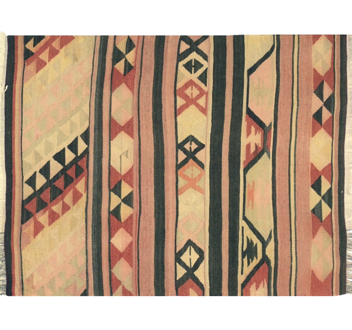 Tapis kilim ancien Adana 110×90 cm, vue d'ensemble – Laine naturelle, environ 60 ans, Anatolie du Sud-Est